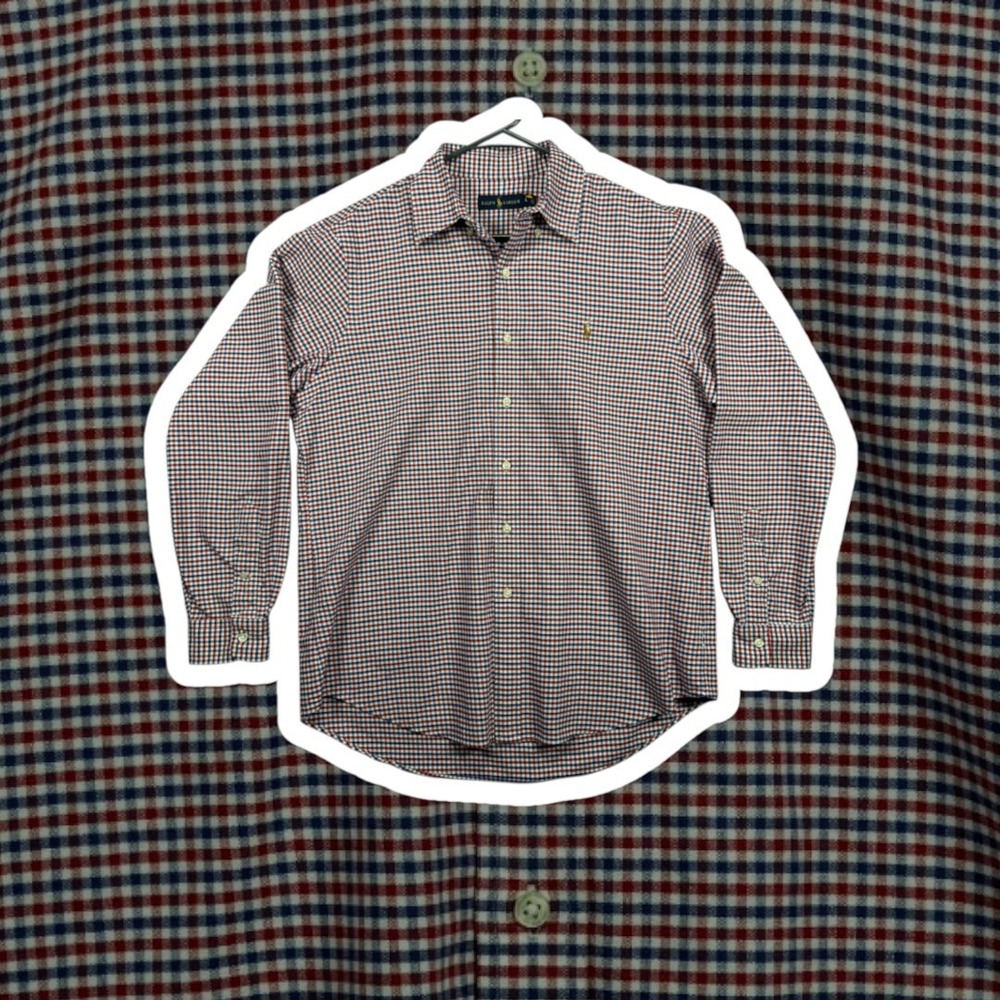 Polo Ralph Lauren Gingham Button Down Shirt Mens Large Red White Blue Multi Pony